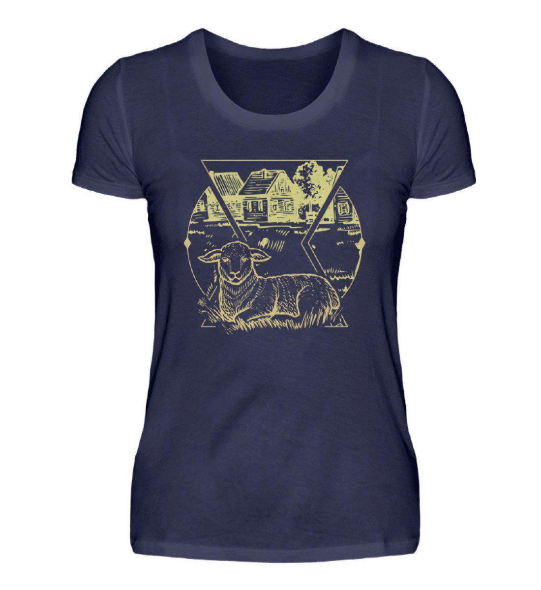 Schaf Geometric · Damen T-Shirt-Damen Basic T-Shirt-Navy-S-Agrarstarz