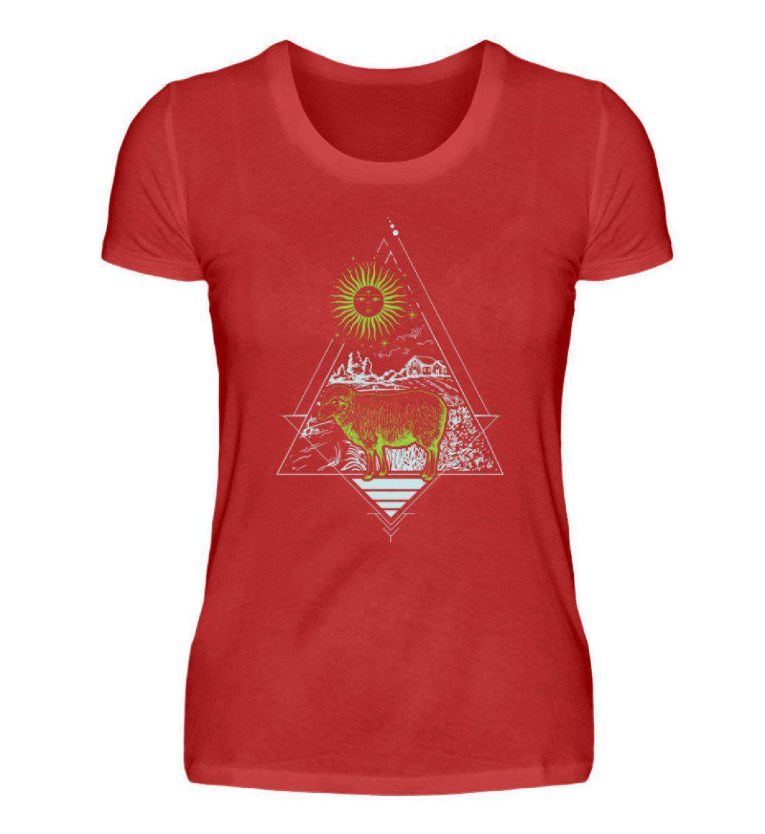 Schaf Geometric · Damen T-Shirt-Damen Basic T-Shirt-Red-S-Agrarstarz