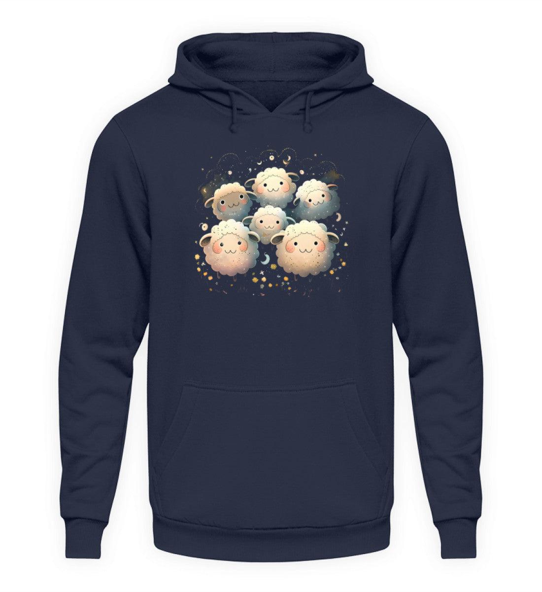Schaf Herde Blumen · Unisex Kapuzenpullover Hoodie-Unisex Hoodie-Oxford Navy-XS-Agrarstarz