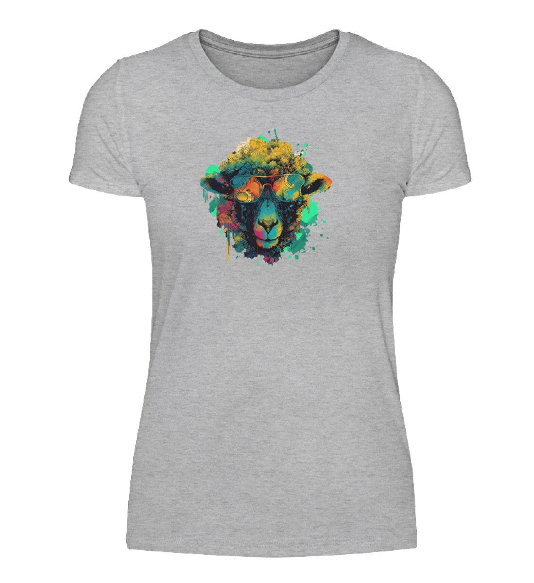 Schaf Sonnenbrille Grün · Damen T-Shirt-Damen Basic T-Shirt-Heather Grey-S-Agrarstarz