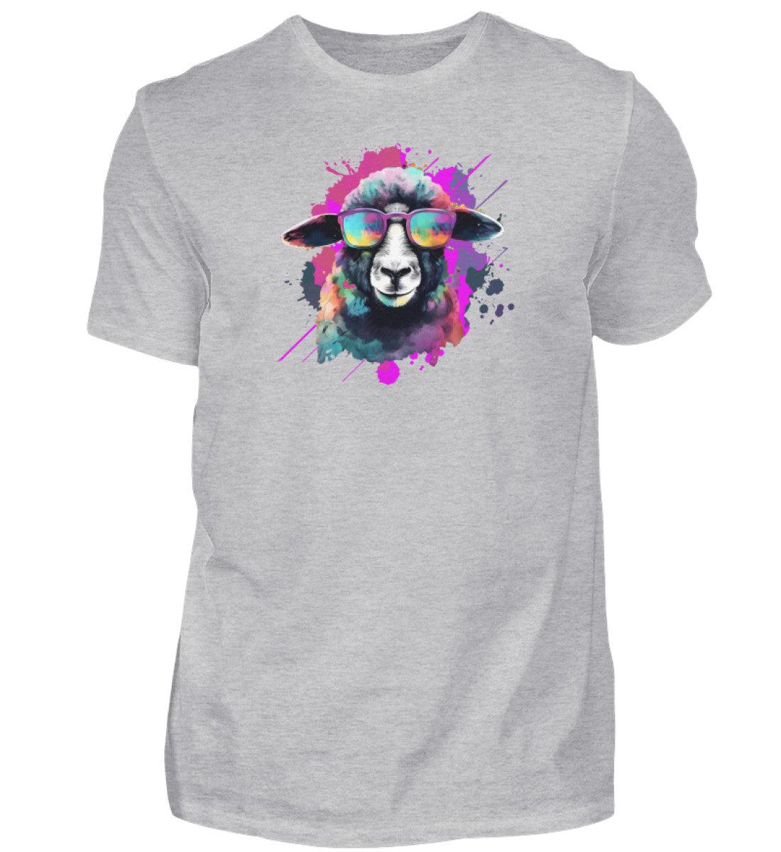 Schaf Sonnenbrille Pink · Herren T-Shirt-Herren Basic T-Shirt-Heather Grey-S-Agrarstarz