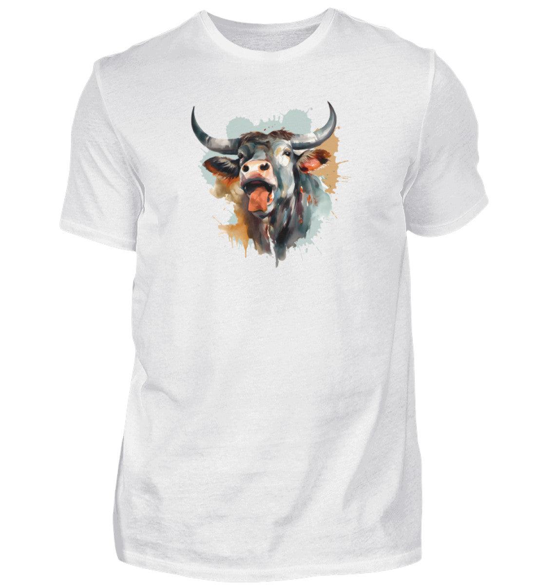 Schreiender Ochse Wasseerfarben · Herren T-Shirt-Herren Basic T-Shirt-White-S-Agrarstarz