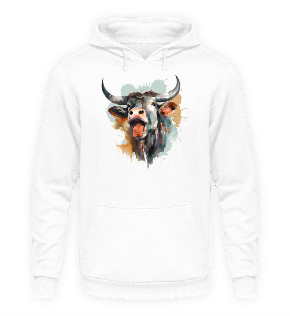 Schreiender Ochse Wasseerfarben · Unisex Kapuzenpullover Hoodie-Unisex Hoodie-Arctic White-XS-Agrarstarz