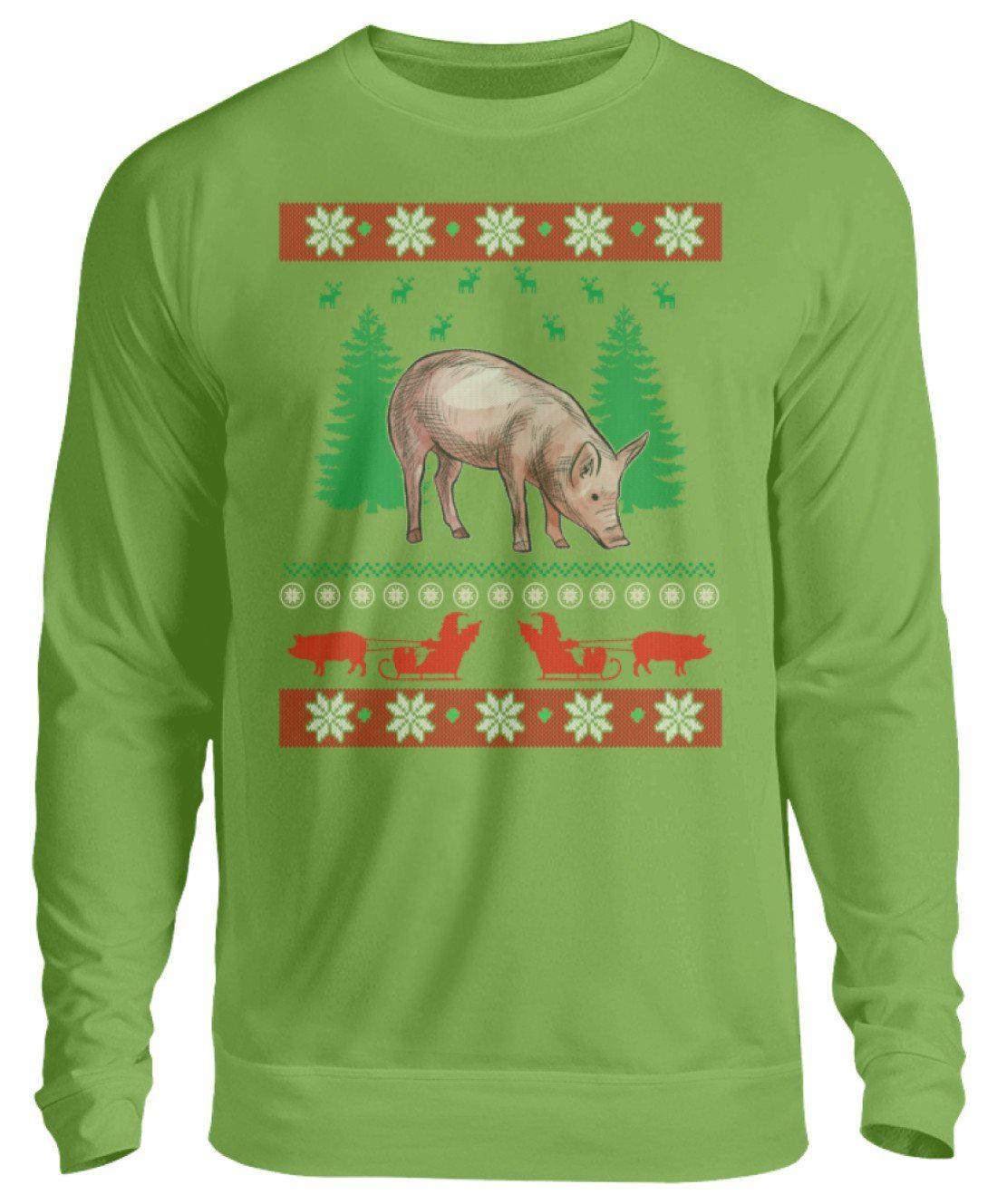 Schwein Ugly Christmas · Unisex Sweatshirt Pullover-Unisex Sweatshirt-LimeGreen-S-Agrarstarz
