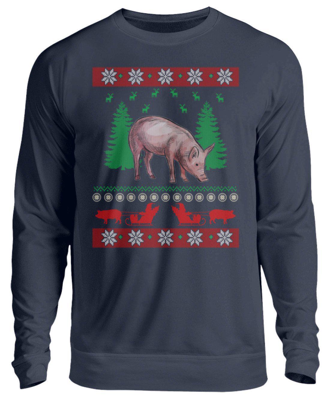 Schwein Ugly Christmas · Unisex Sweatshirt Pullover-Unisex Sweatshirt-Oxford Navy-S-Agrarstarz