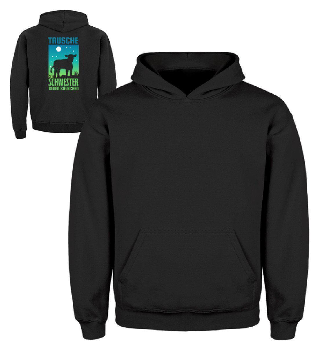 Schwester gegen Kälbchen · Kinder Kapuzenpullover Hoodie-Kinder Hoodie-Jet Black-3/4 (98/104)-Agrarstarz