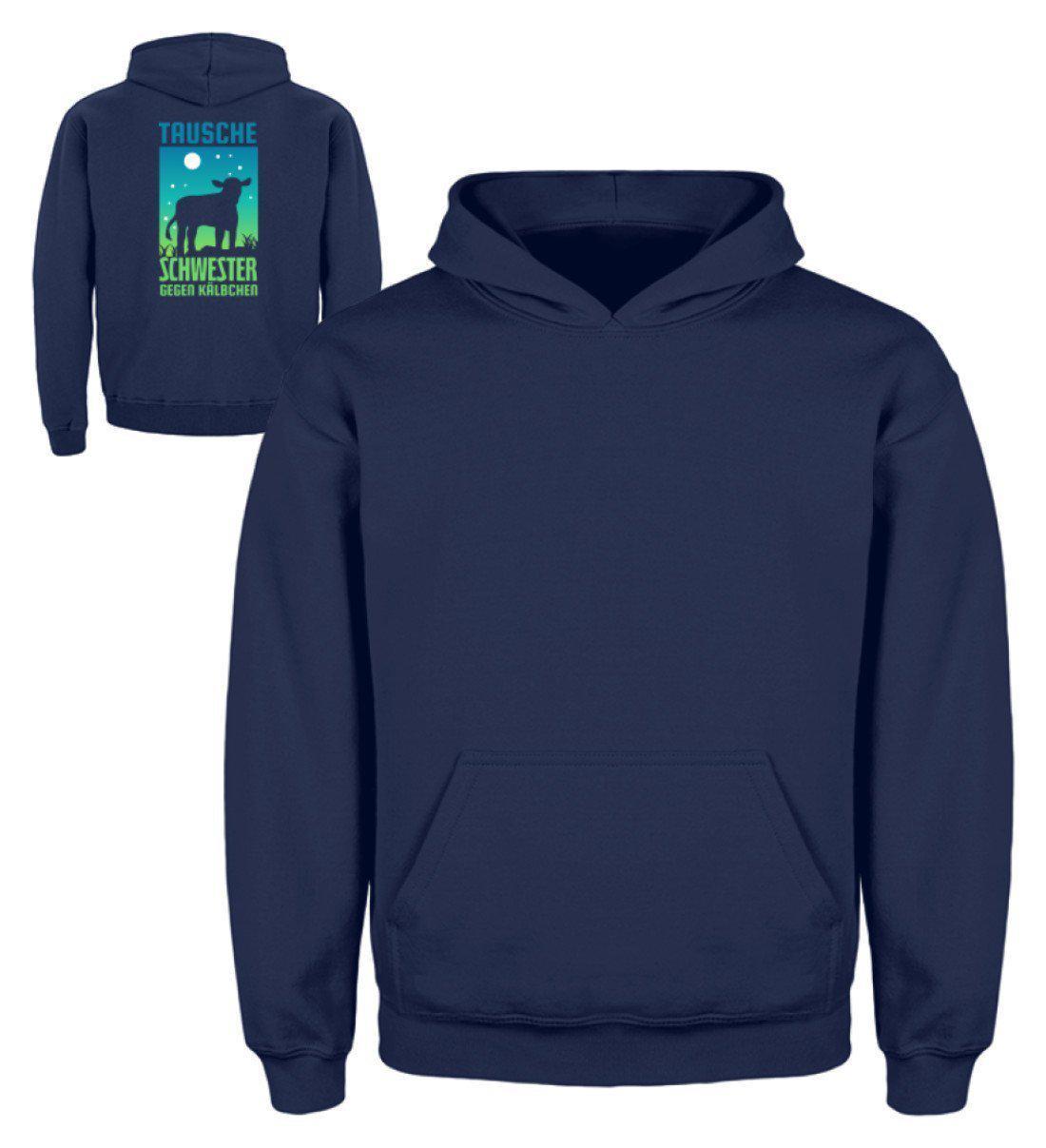 Schwester gegen Kälbchen · Kinder Kapuzenpullover Hoodie-Kinder Hoodie-New French Navy-3/4 (98/104)-Agrarstarz