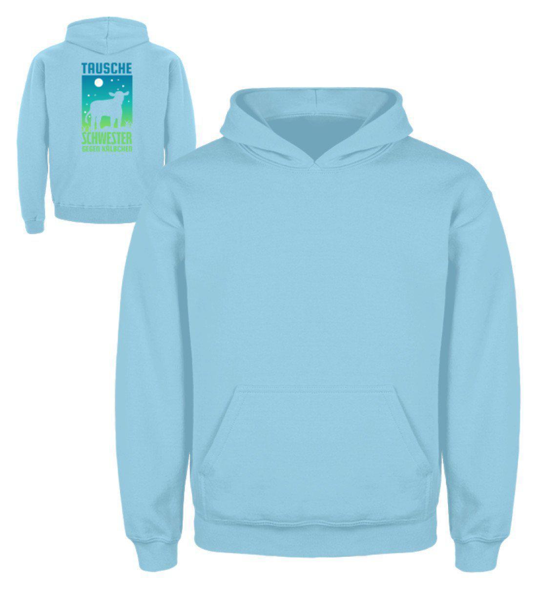 Schwester gegen Kälbchen · Kinder Kapuzenpullover Hoodie-Kinder Hoodie-Sky Blue-3/4 (98/104)-Agrarstarz
