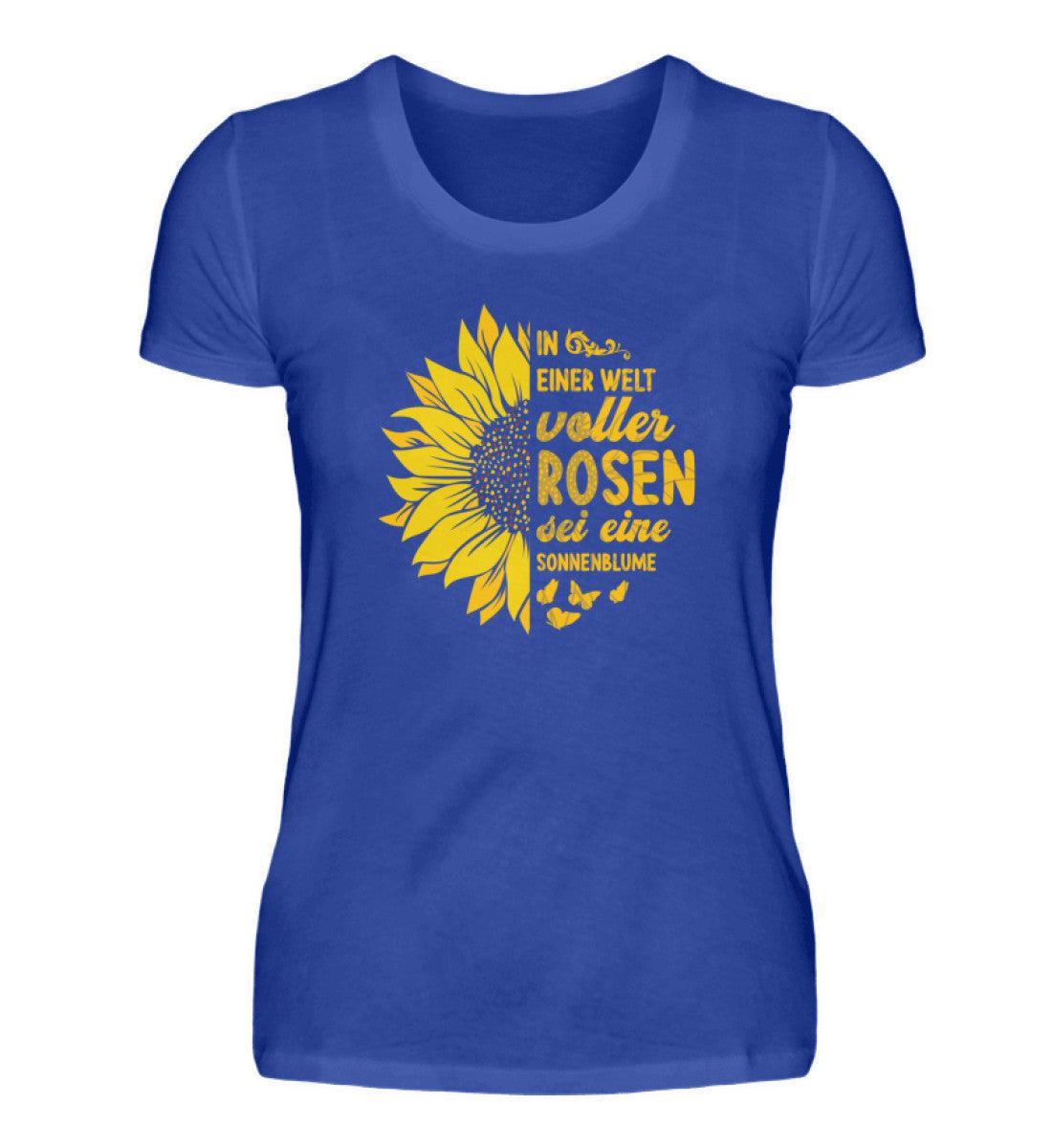 Sei eine Sonnenblume · Damen T-Shirt-Damen Basic T-Shirt-Neon Blue-S-Agrarstarz