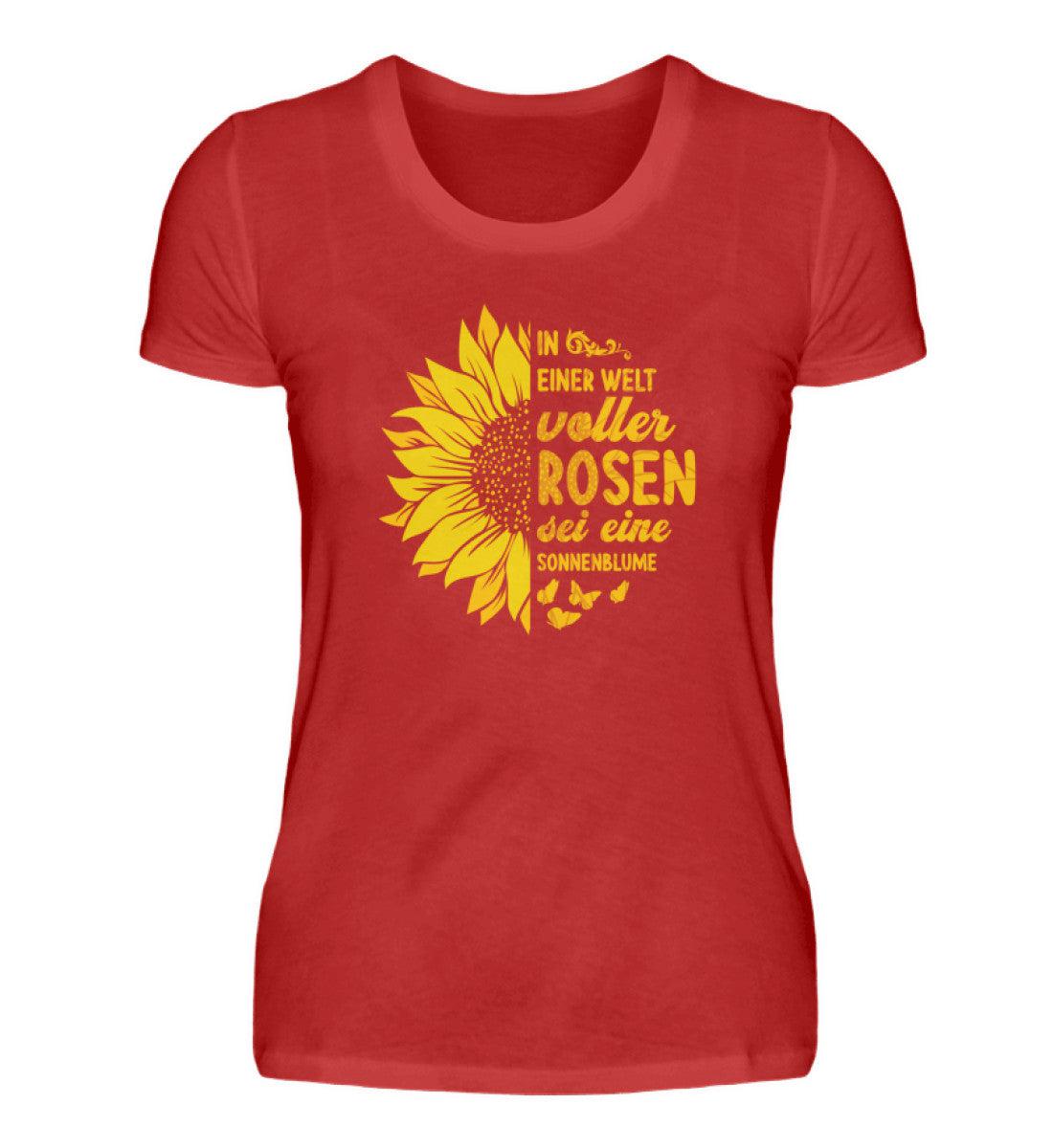 Sei eine Sonnenblume · Damen T-Shirt-Damen Basic T-Shirt-Red-S-Agrarstarz