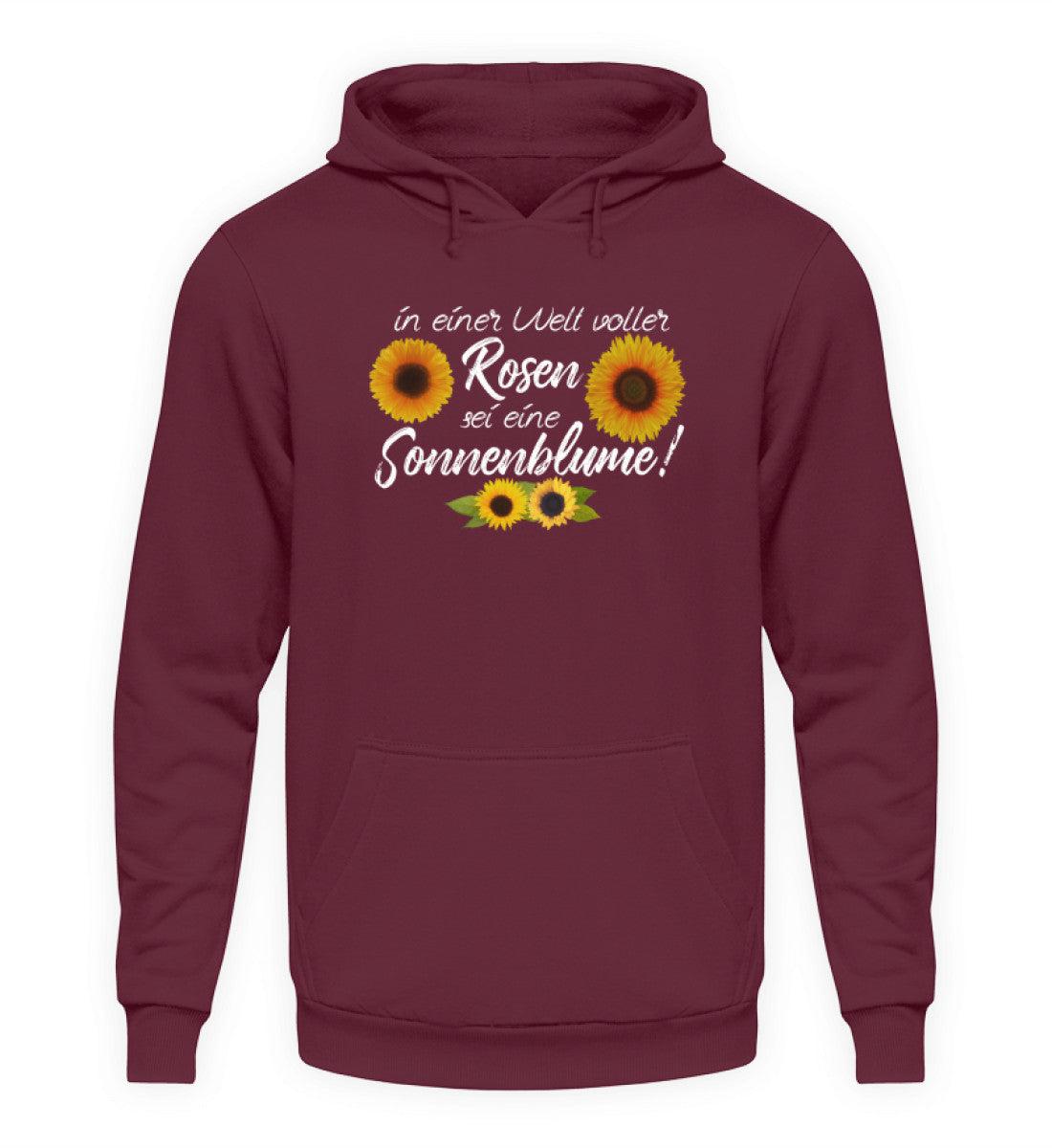 Sei eine Sonnenblume · Unisex Kapuzenpullover Hoodie-Unisex Hoodie-Burgundy-XS-Agrarstarz