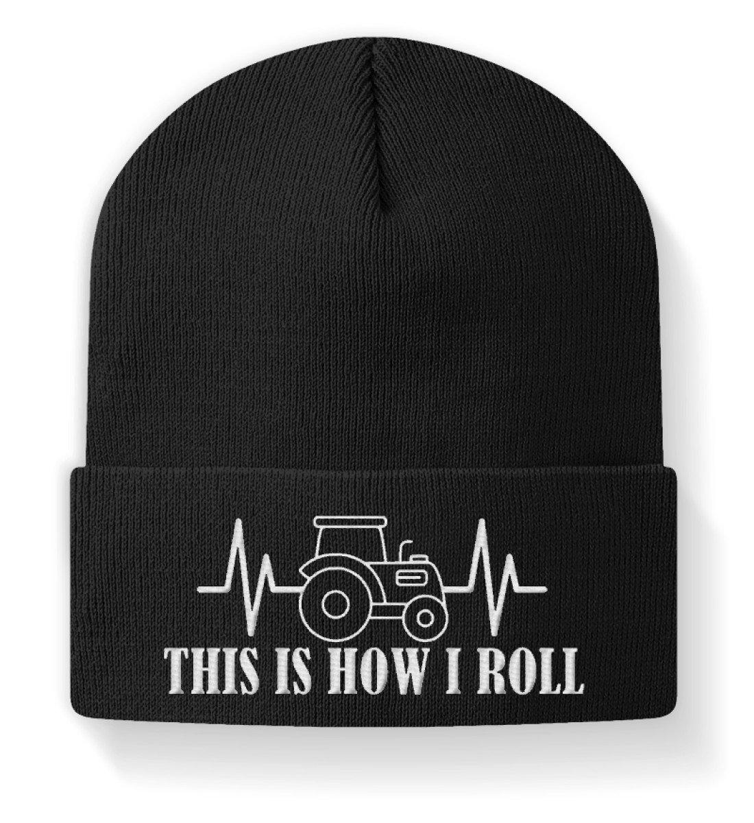 This is how i roll · Beanie Mütze-Beanie mit Stick-Black-M-Agrarstarz