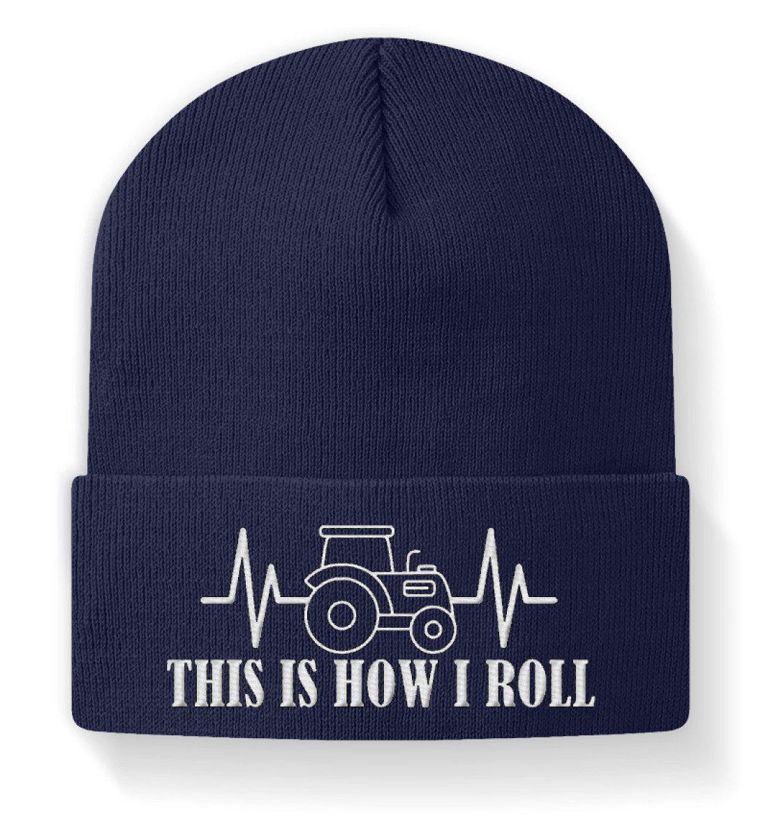 This is how i roll · Beanie Mütze-Beanie mit Stick-Navy-M-Agrarstarz