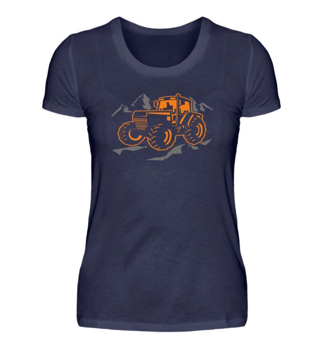 Traktor Berge · Damen T-Shirt-Damen Basic T-Shirt-Navy-S-Agrarstarz