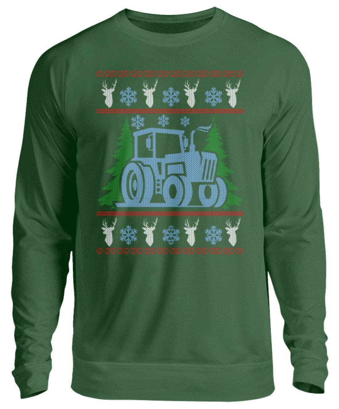 Traktor Blau Ugly Christmas · Unisex Sweatshirt Pullover-Unisex Sweatshirt-Bottle Green-S-Agrarstarz