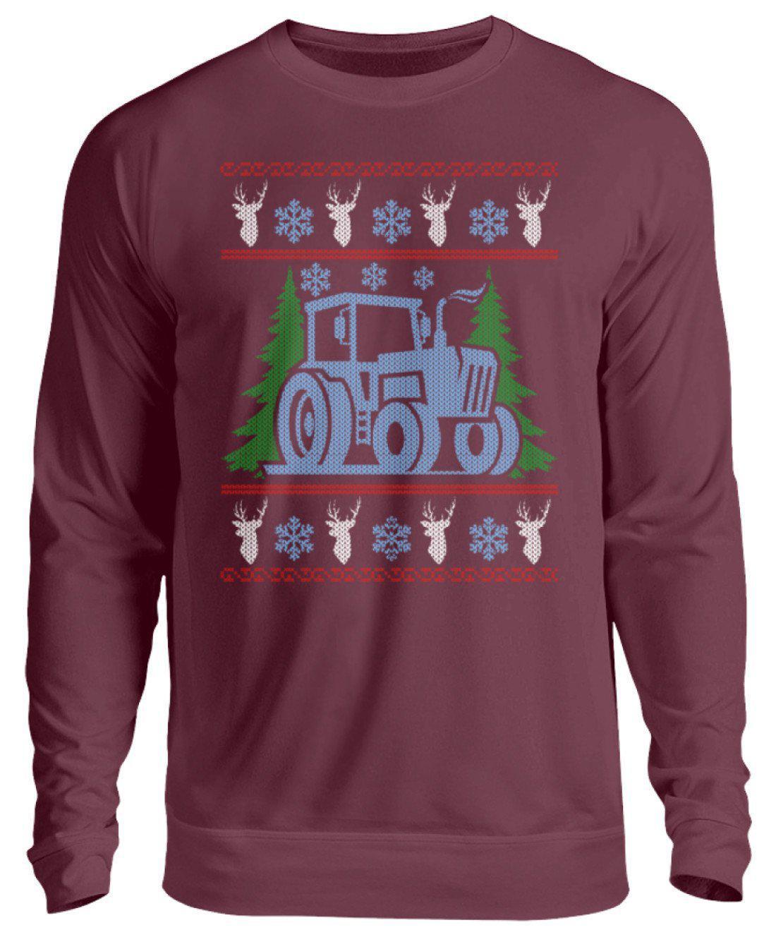 Traktor Blau Ugly Christmas · Unisex Sweatshirt Pullover-Unisex Sweatshirt-Burgundy-S-Agrarstarz