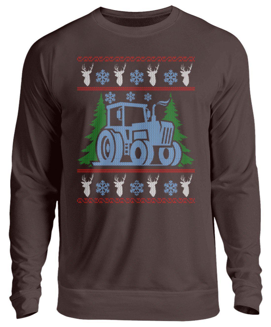 Traktor Blau Ugly Christmas · Unisex Sweatshirt Pullover-Unisex Sweatshirt-Hot Chocolate-S-Agrarstarz