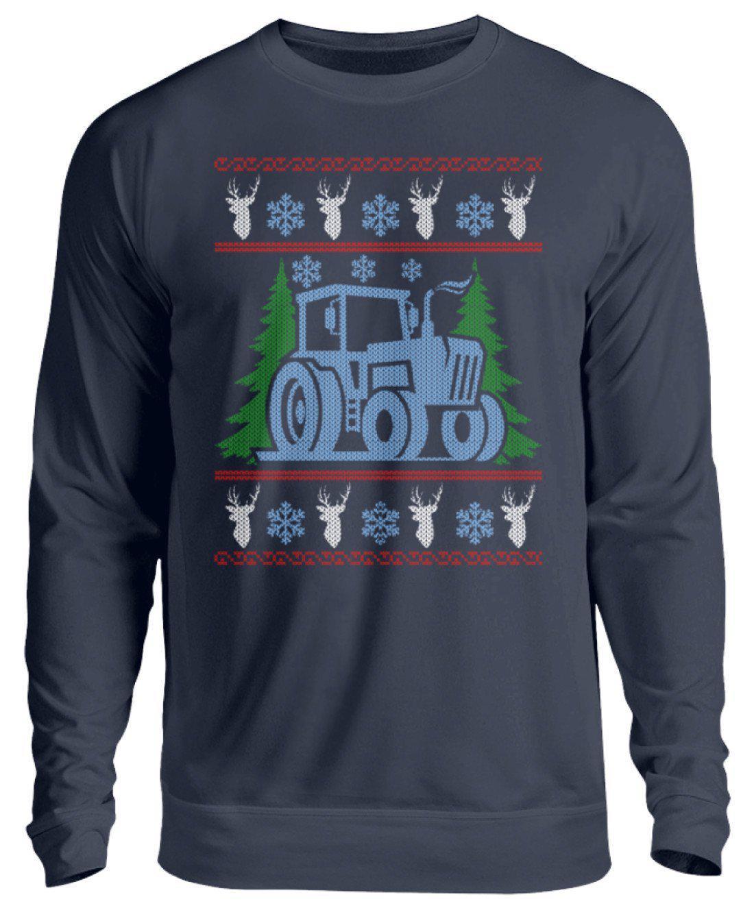 Traktor Blau Ugly Christmas · Unisex Sweatshirt Pullover-Unisex Sweatshirt-Oxford Navy-S-Agrarstarz