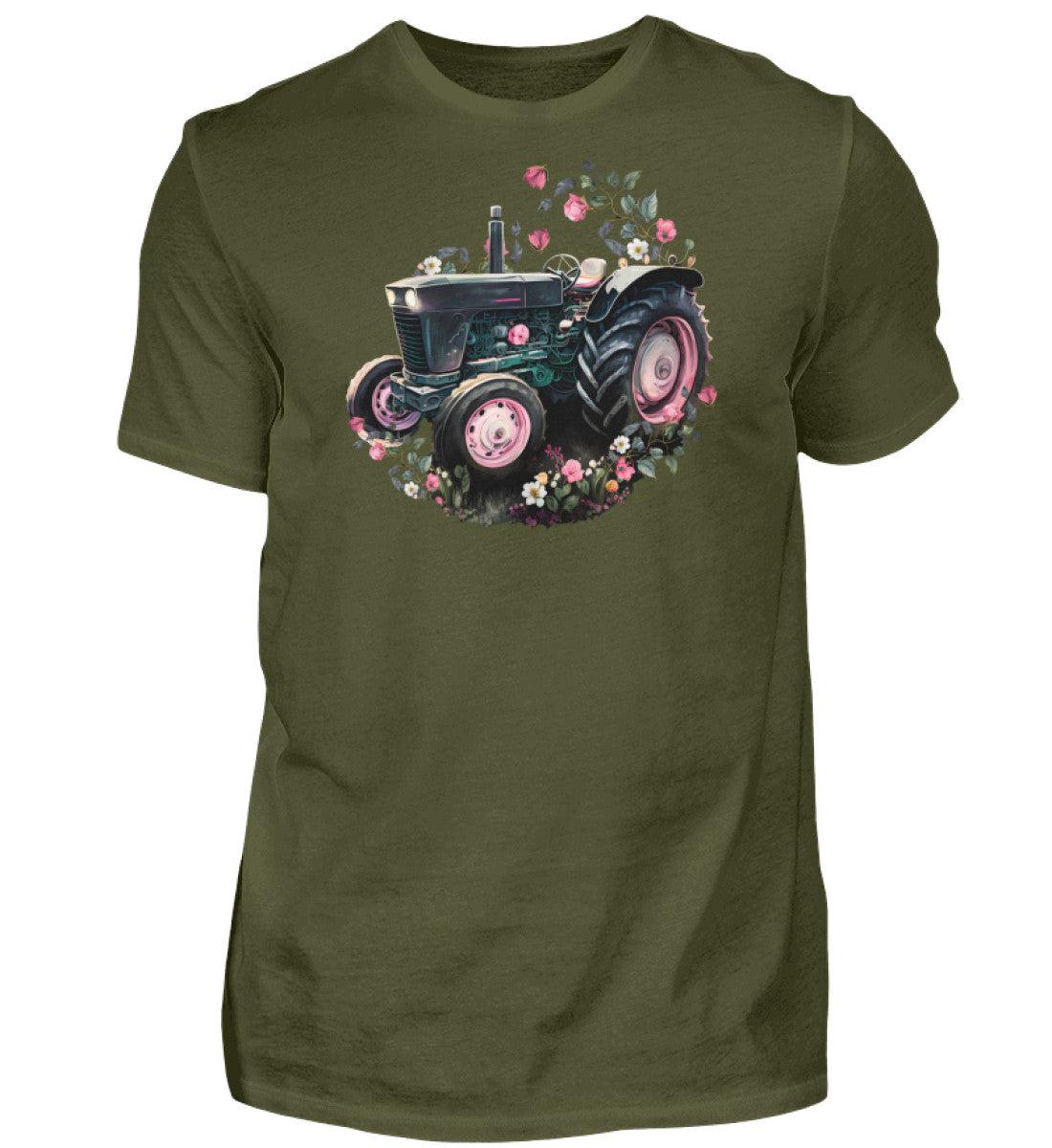 Traktor Blumen · Herren T-Shirt-Herren Basic T-Shirt-Urban Khaki-S-Agrarstarz