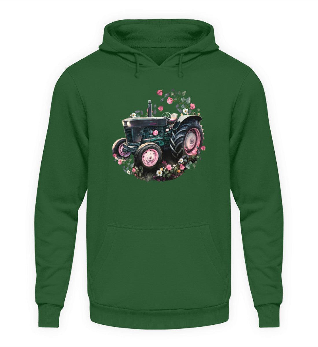 Traktor Blumen · Unisex Kapuzenpullover Hoodie-Unisex Hoodie-Bottle Green-XS-Agrarstarz