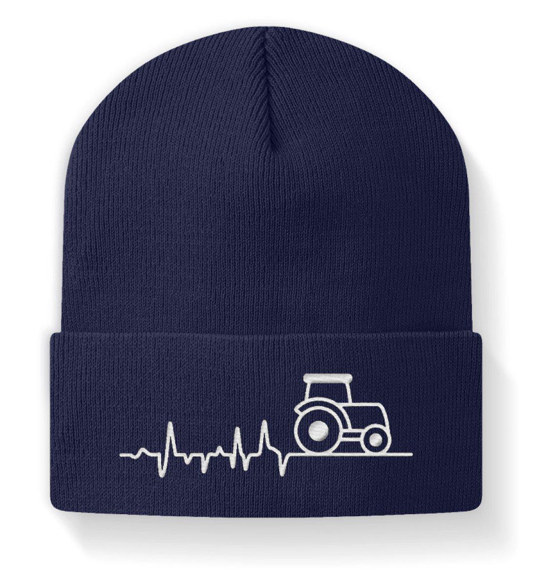 Traktor Heartbeat · Beanie Mütze-Beanie mit Stick-Navy-M-Agrarstarz