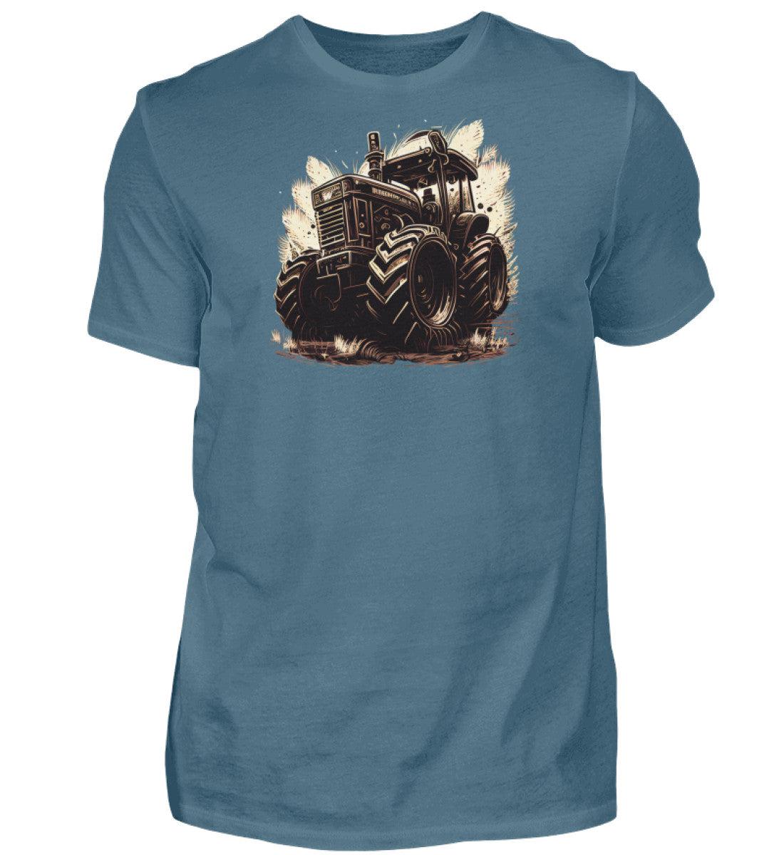 Traktor Retro · Herren T-Shirt-Herren Basic T-Shirt-Stone Blue-S-Agrarstarz