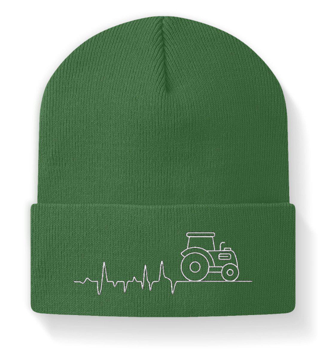 Traktor Simple Heartbeat · Beanie Mütze-Beanie mit Stick-Moss Green-M-Agrarstarz