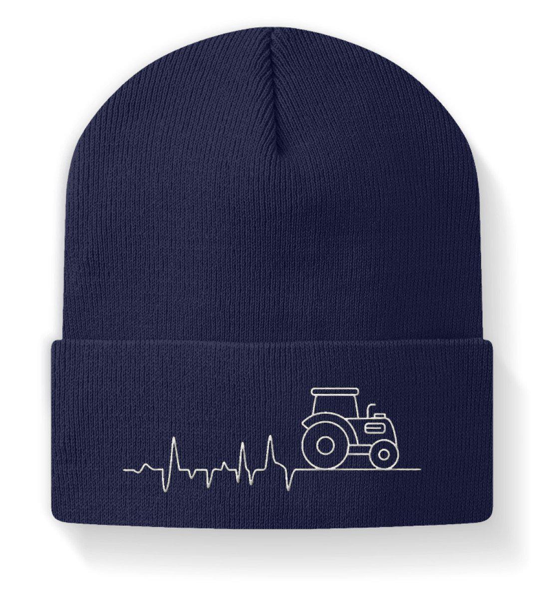 Traktor Simple Heartbeat · Beanie Mütze-Beanie mit Stick-Navy-M-Agrarstarz