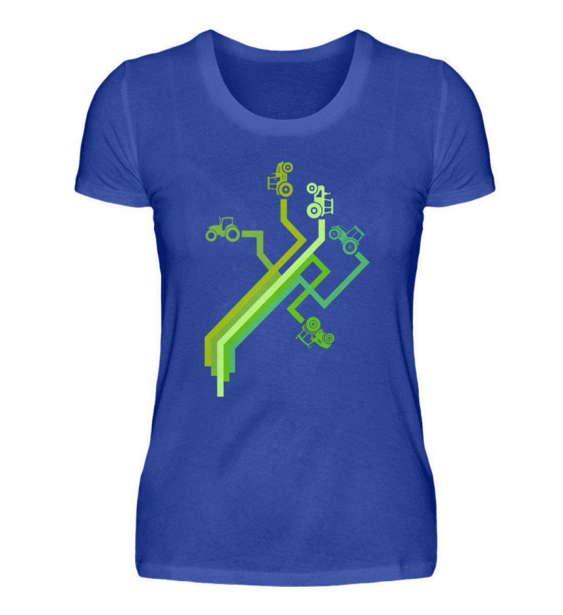 Traktor Wege · Damen T-Shirt-Damen Basic T-Shirt-Neon Blue-S-Agrarstarz