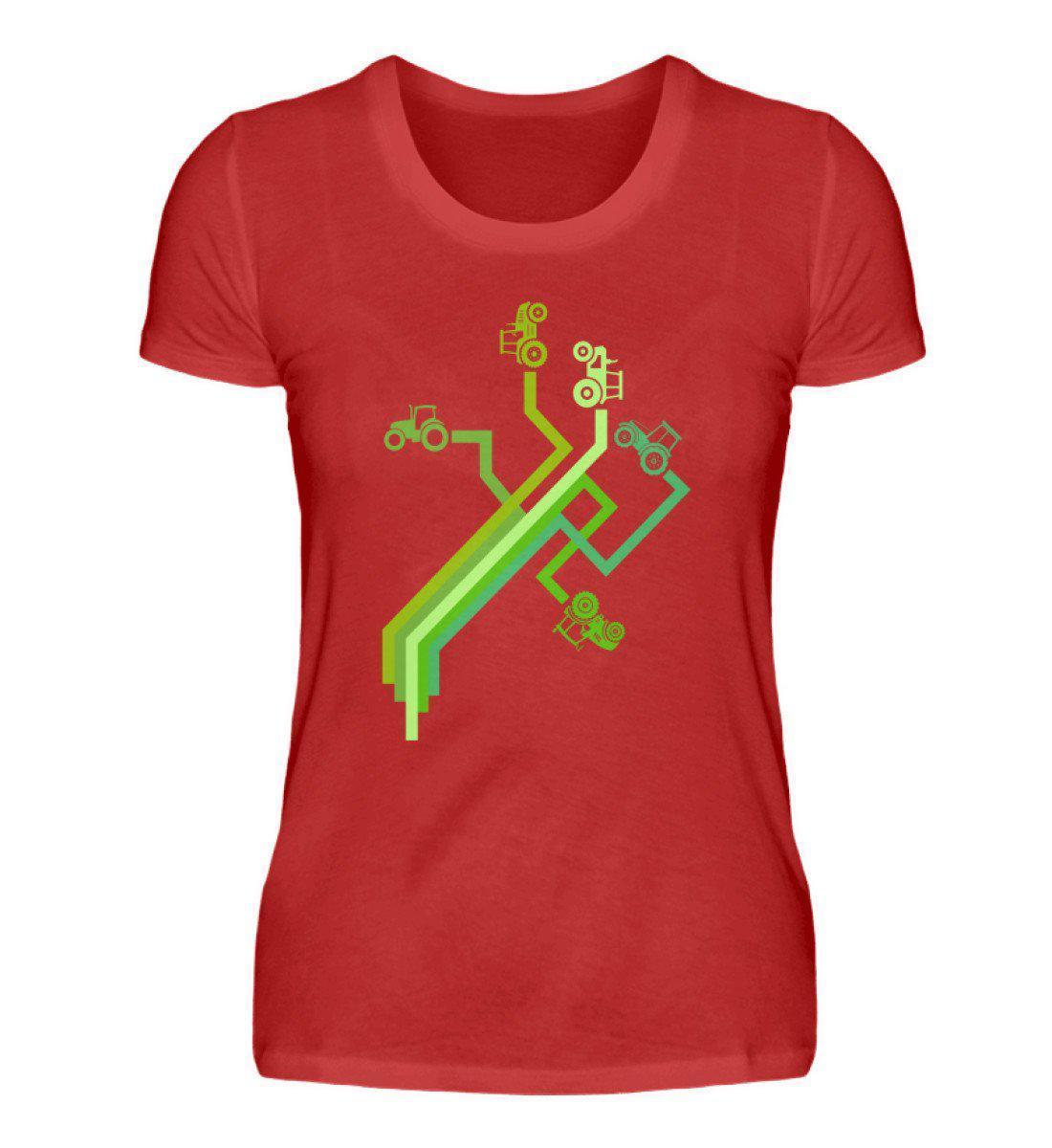 Traktor Wege · Damen T-Shirt-Damen Basic T-Shirt-Red-S-Agrarstarz