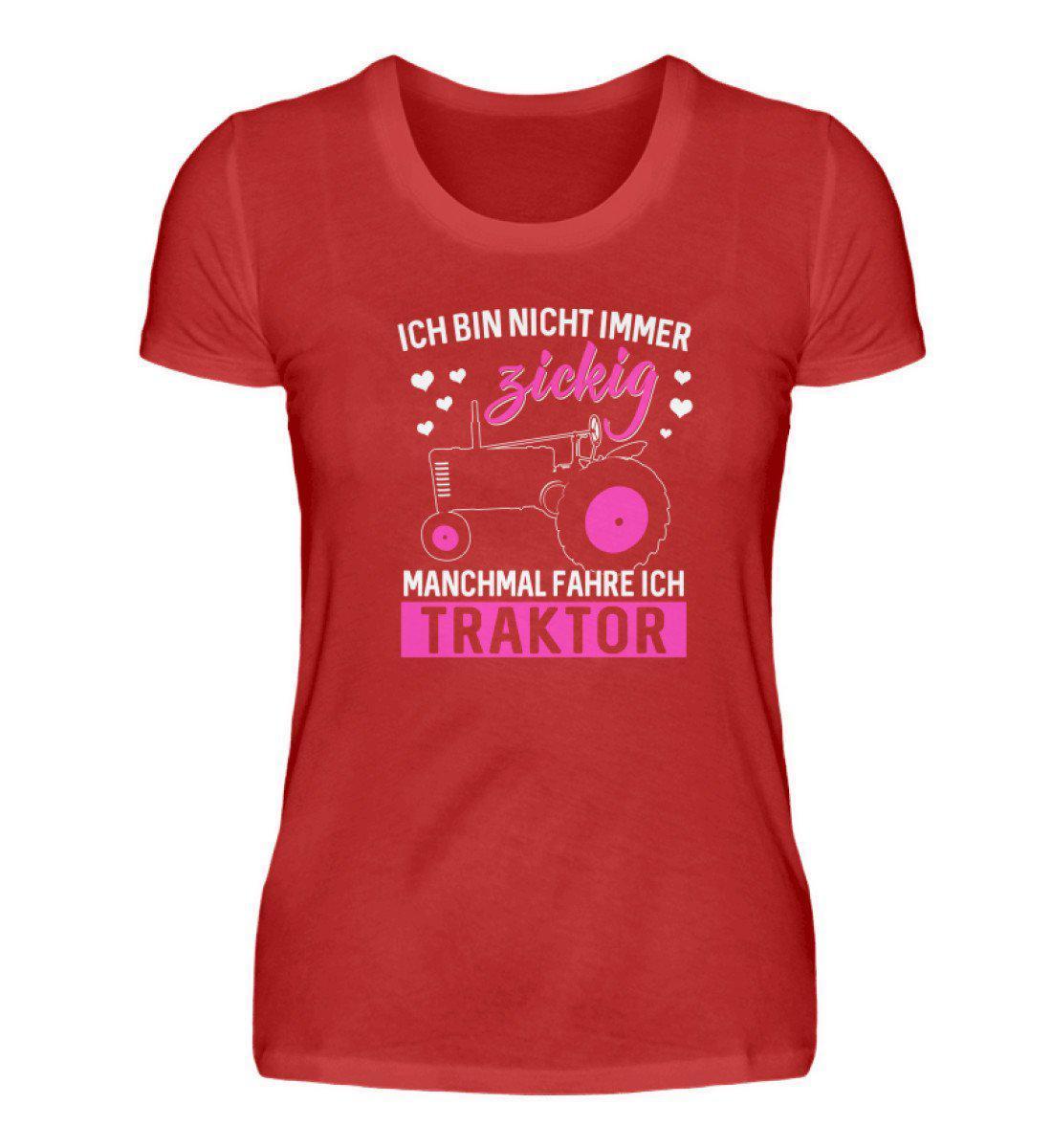 Traktor fahren zickig · Damen T-Shirt-Damen Basic T-Shirt-Red-S-Agrarstarz