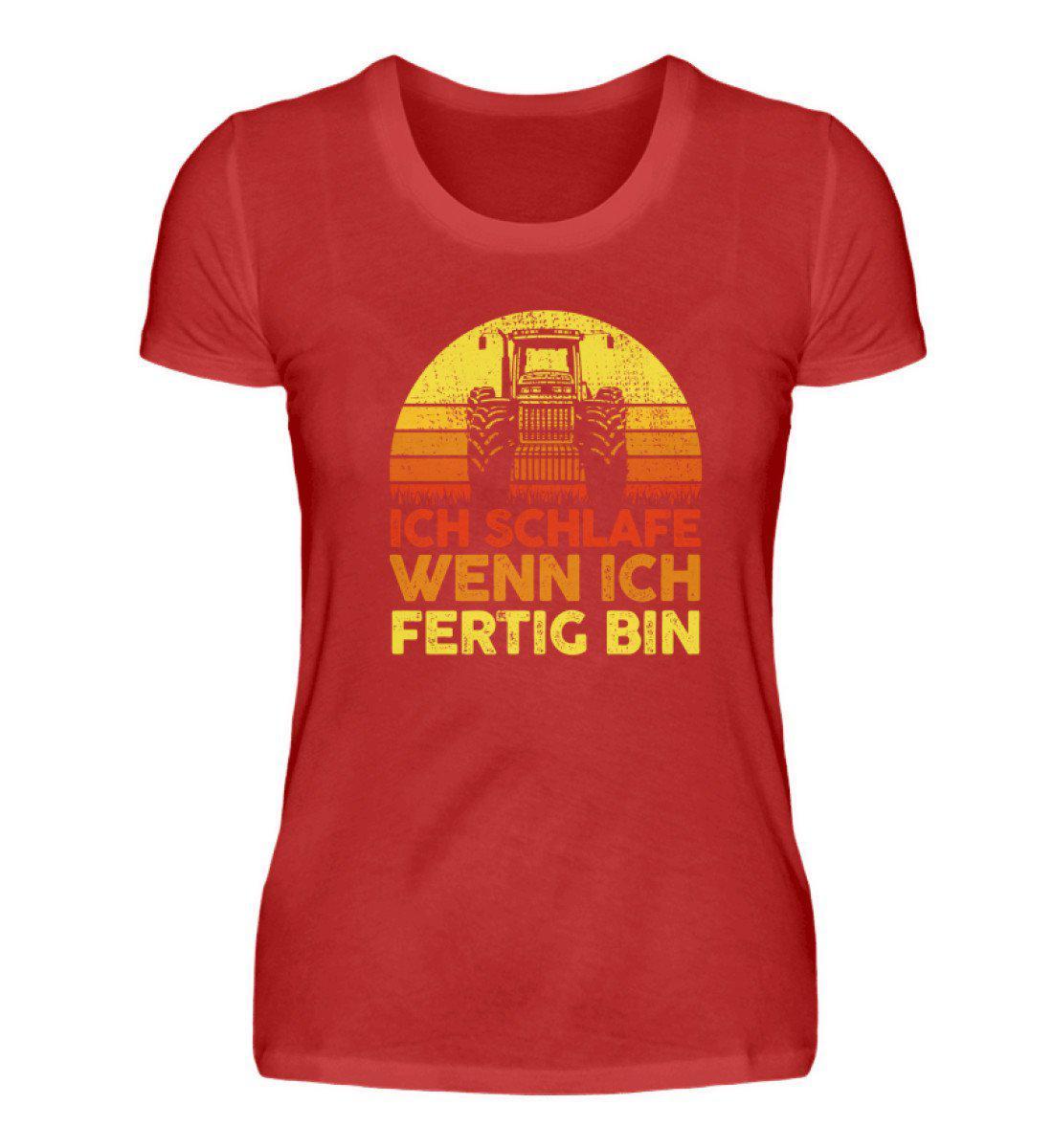 Traktor schlafe fertig Retro · Damen T-Shirt-Damen Basic T-Shirt-Red-S-Agrarstarz