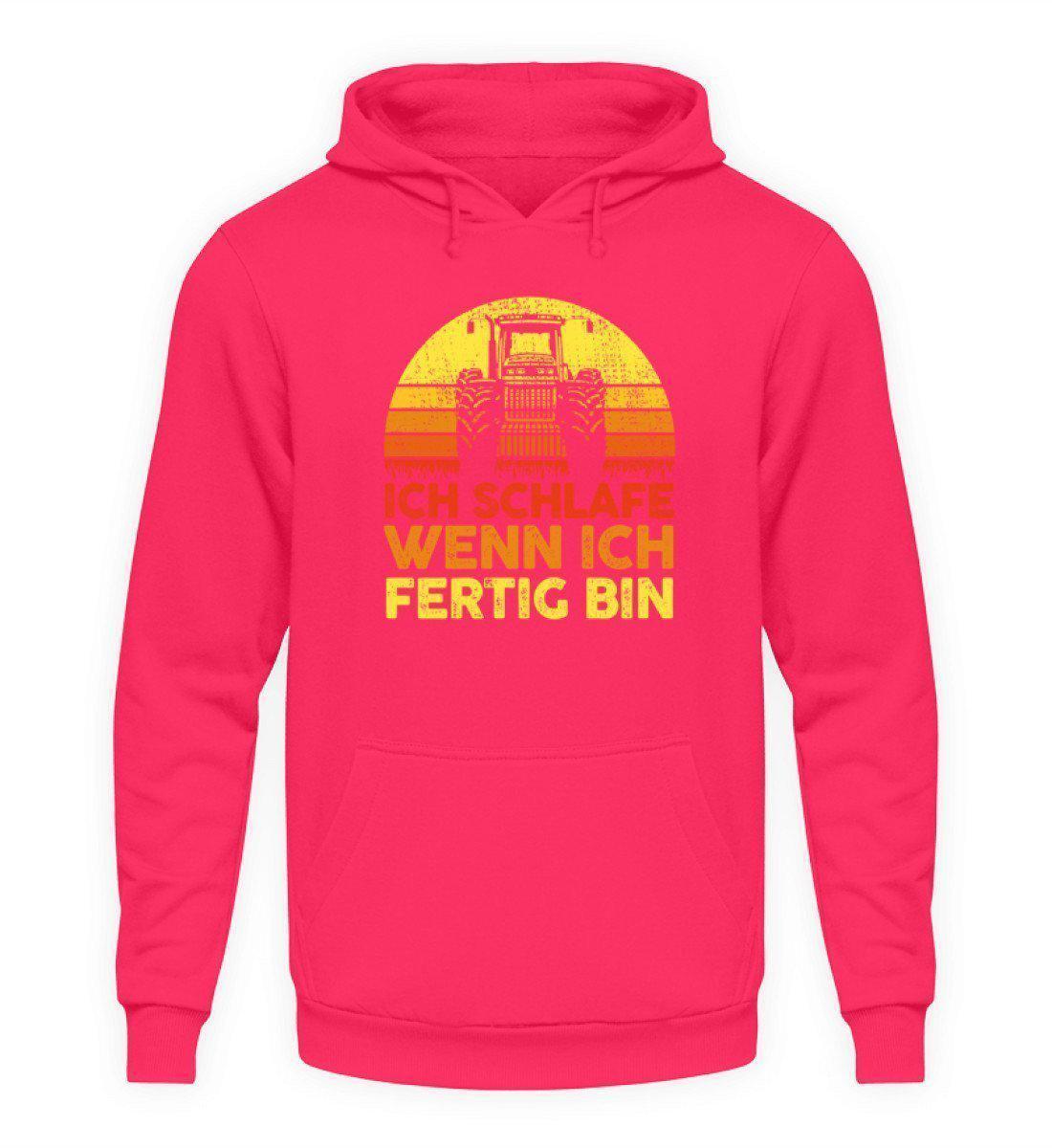 Traktor schlafe fertig Retro · Unisex Kapuzenpullover Hoodie-Unisex Hoodie-Hot Pink-L-Agrarstarz