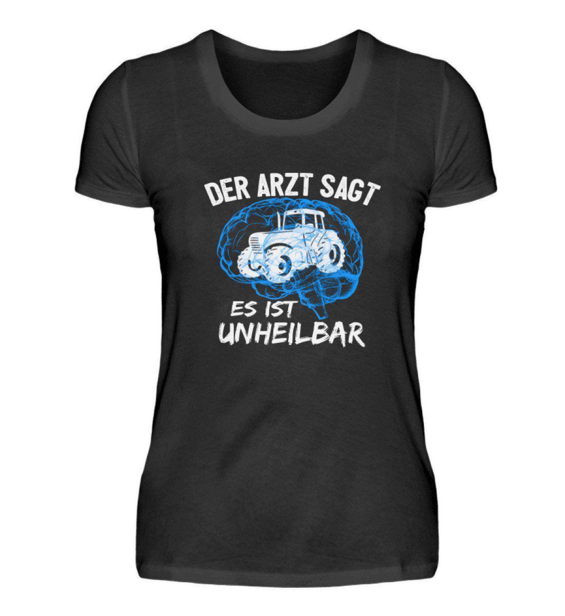 Traktor unheilbar Blau · Damen T-Shirt-Damen Basic T-Shirt-Black-S-Agrarstarz