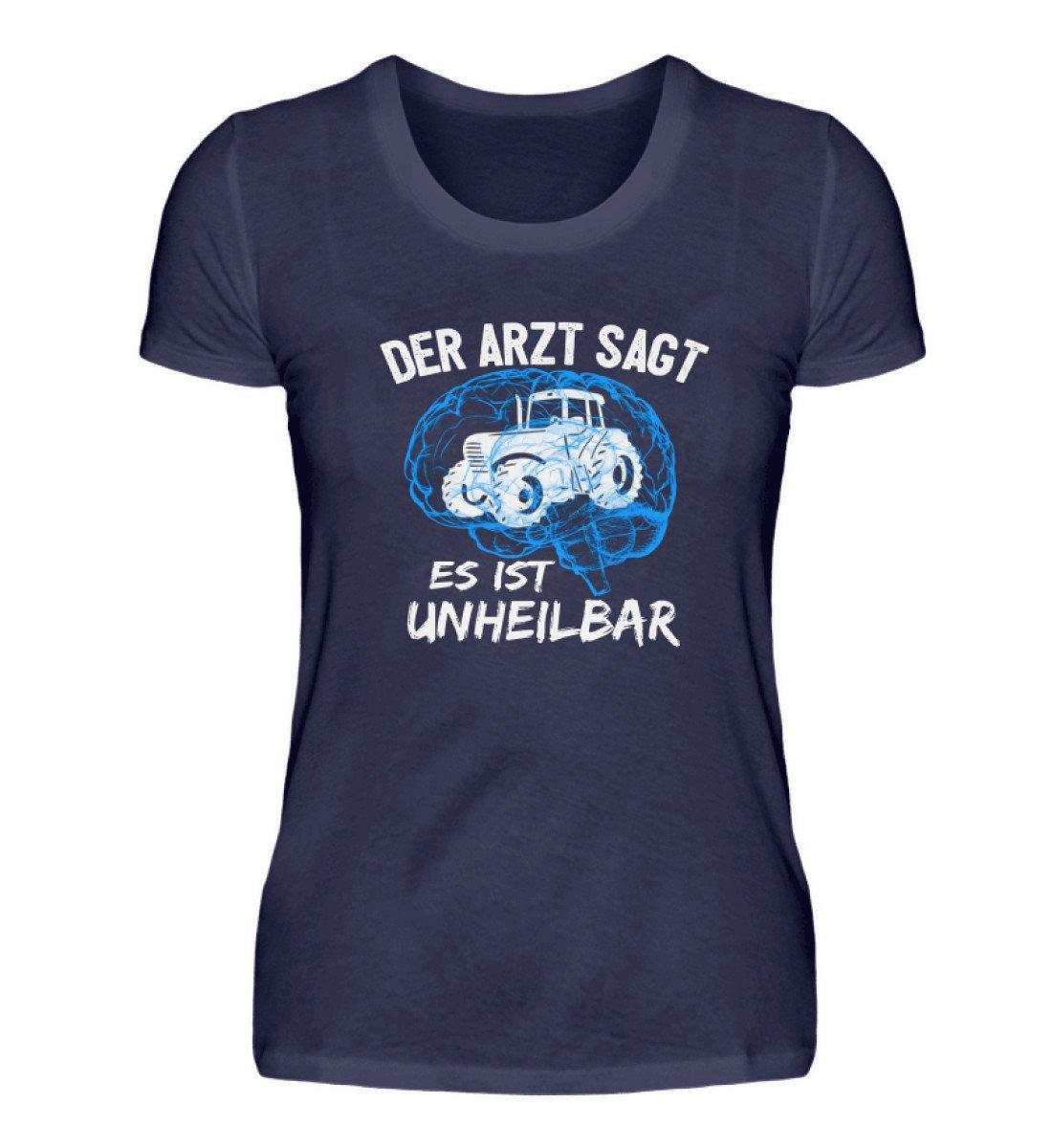 Traktor unheilbar Blau · Damen T-Shirt-Damen Basic T-Shirt-Navy-S-Agrarstarz