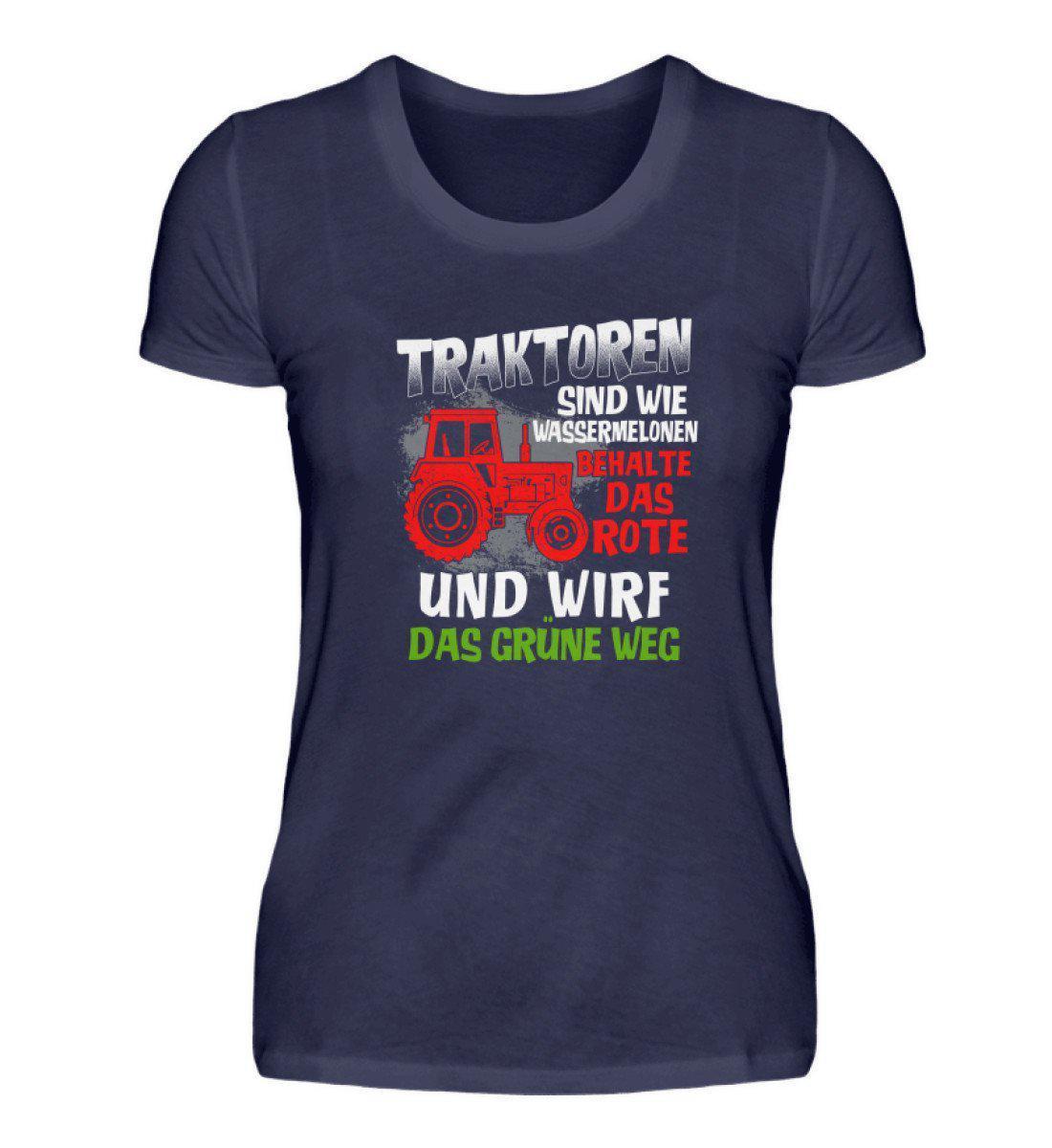 Traktoren sind wie Wassermelonen · Damen T-Shirt-Damen Basic T-Shirt-Navy-S-Agrarstarz
