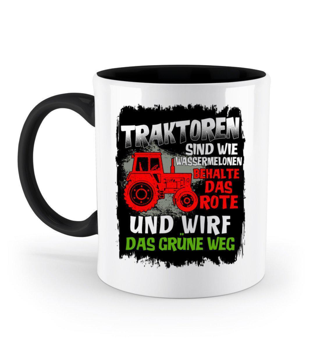 Traktoren sind wie Wassermelonen - Zweifarbige Tasse-Keramik Tasse Zweifarbig-Black-330ml-Agrarstarz