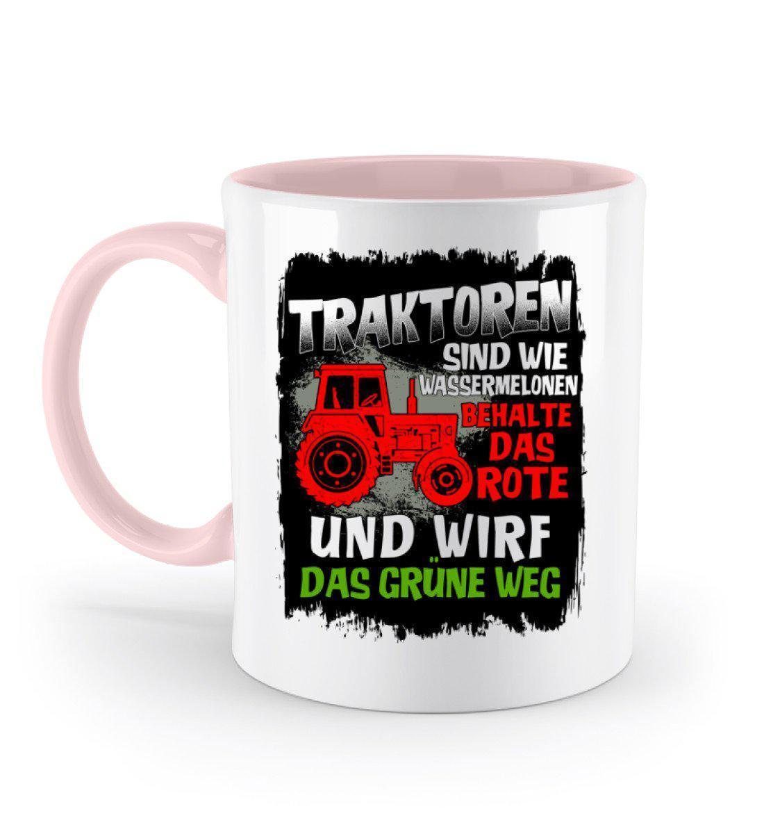 Traktoren sind wie Wassermelonen - Zweifarbige Tasse-Keramik Tasse Zweifarbig-Powder Pink-330ml-Agrarstarz