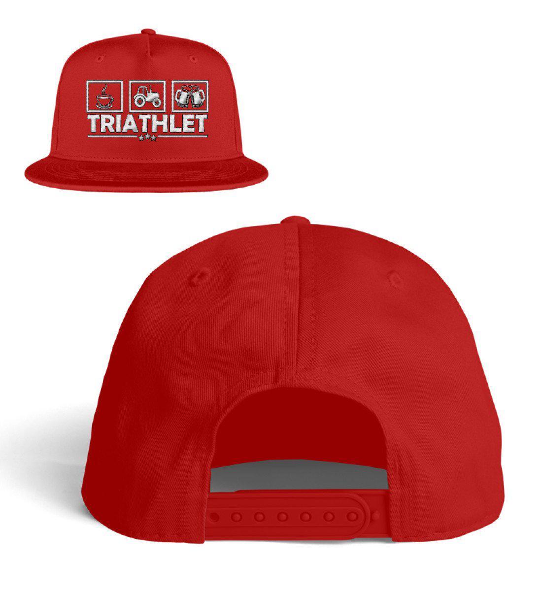 Triathlet · Bestickte Snapback Mütze-Snapback mit Stick-Red-Einheitsgröße-Agrarstarz