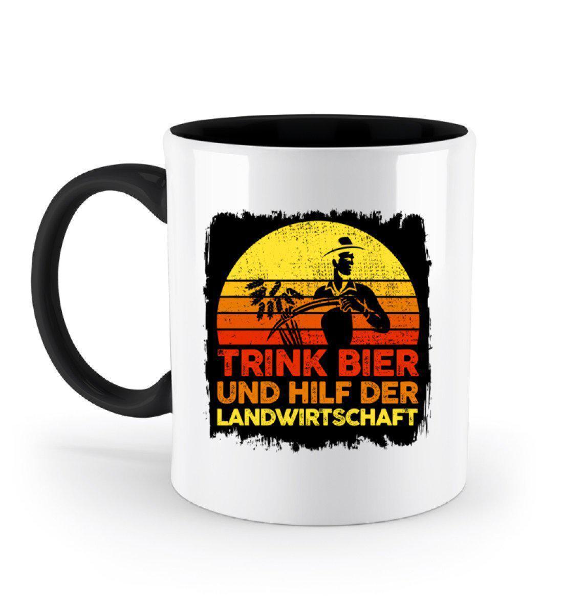 Trink Bier hilf Landwirtschaft · Keramik Tasse zweifarbig-Keramik Tasse Zweifarbig-Black-330ml-Agrarstarz