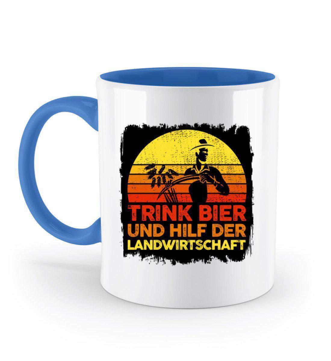 Trink Bier hilf Landwirtschaft · Keramik Tasse zweifarbig-Keramik Tasse Zweifarbig-Blue-330ml-Agrarstarz