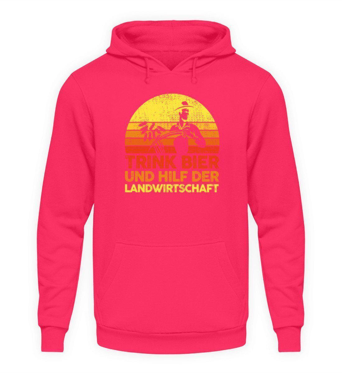 Trink Bier hilf Landwirtschaft Retro · Unisex Kapuzenpullover Hoodie-Unisex Hoodie-Hot Pink-L-Agrarstarz