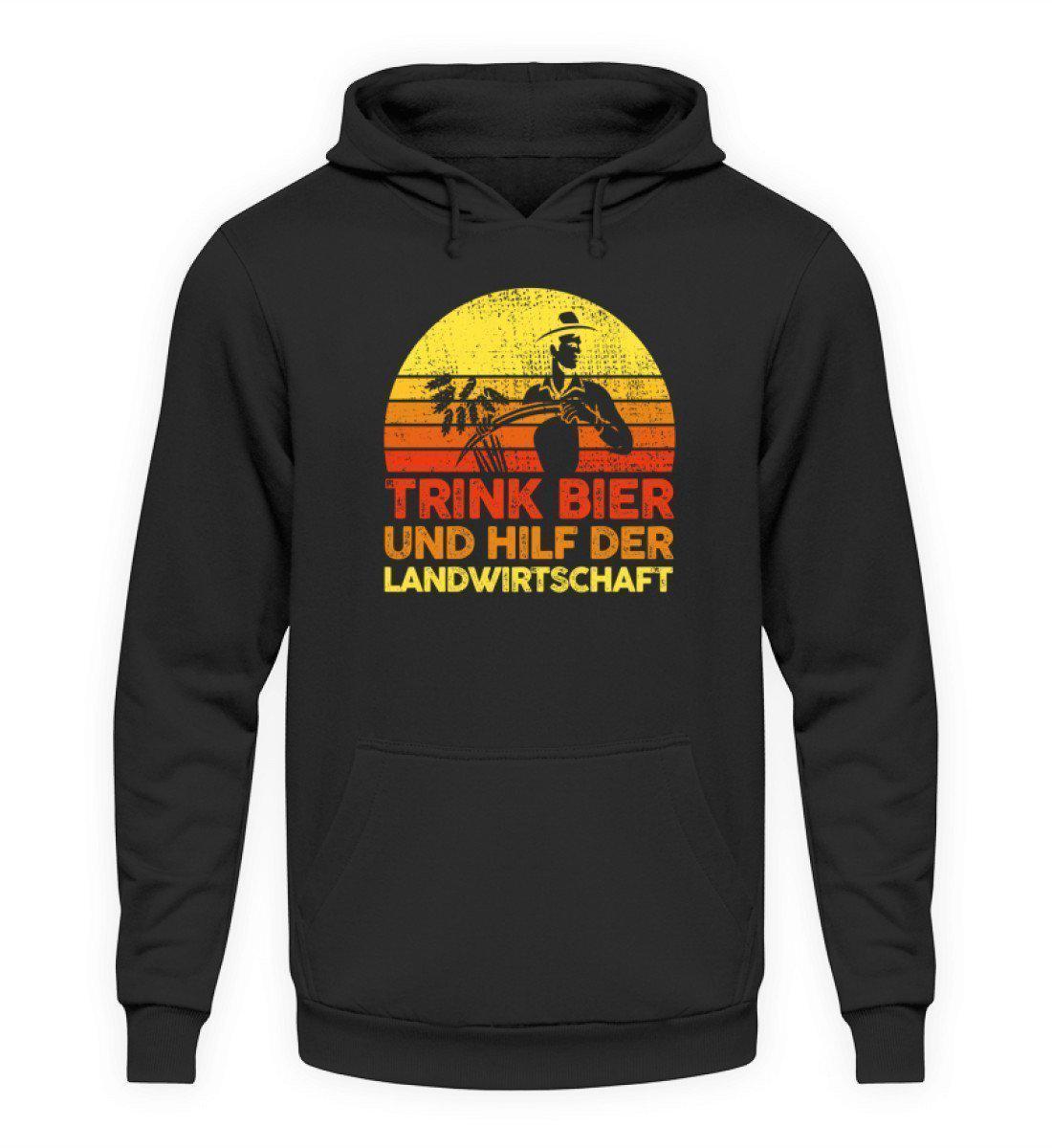 Trink Bier hilf Landwirtschaft Retro · Unisex Kapuzenpullover Hoodie-Unisex Hoodie-Jet Black-L-Agrarstarz
