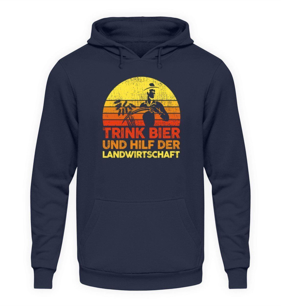 Trink Bier hilf Landwirtschaft Retro · Unisex Kapuzenpullover Hoodie-Unisex Hoodie-Oxford Navy-L-Agrarstarz