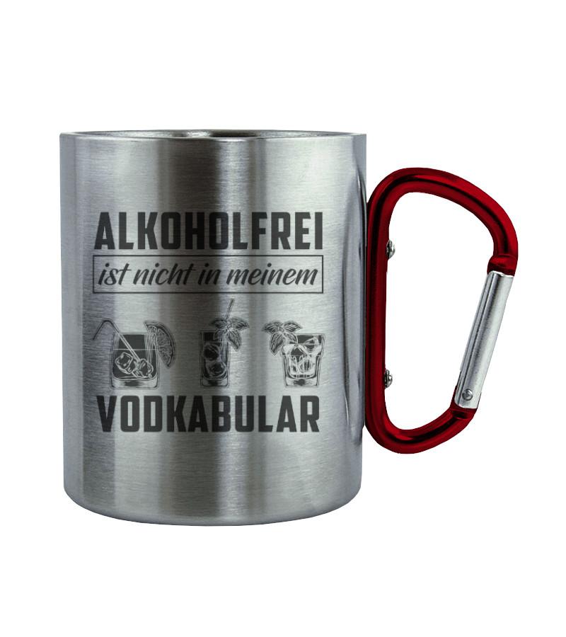 Vodkabular · Edelstahltasse mit Karabiner-Edelstahltasse mit Karabinergriff-Roter Karabiner-200ml-Agrarstarz