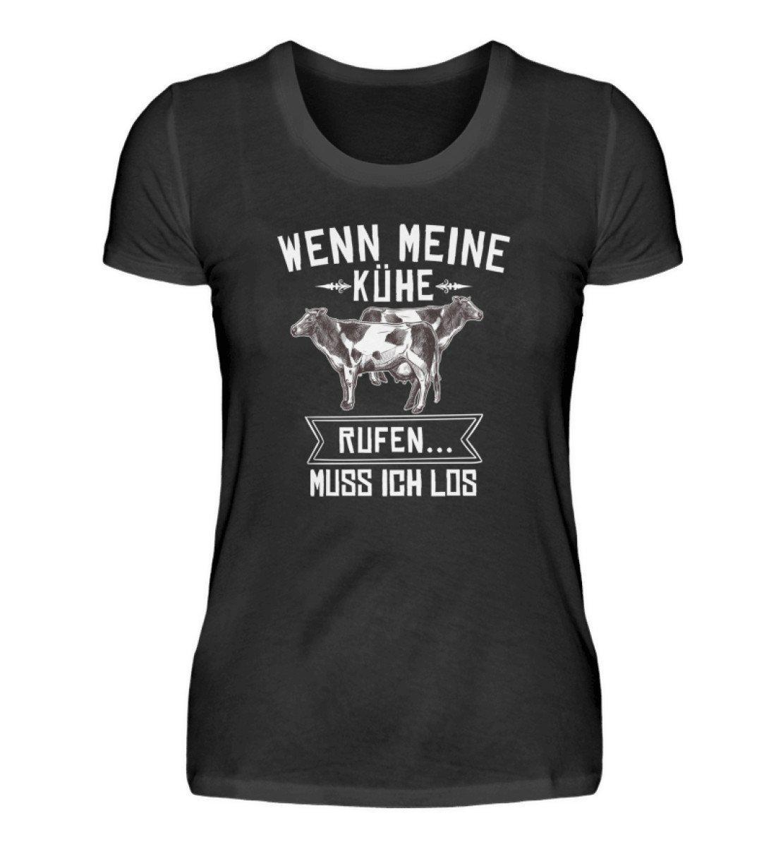 Wenn Kühe rufen · Damen T-Shirt-Damen Basic T-Shirt-Black-S-Agrarstarz