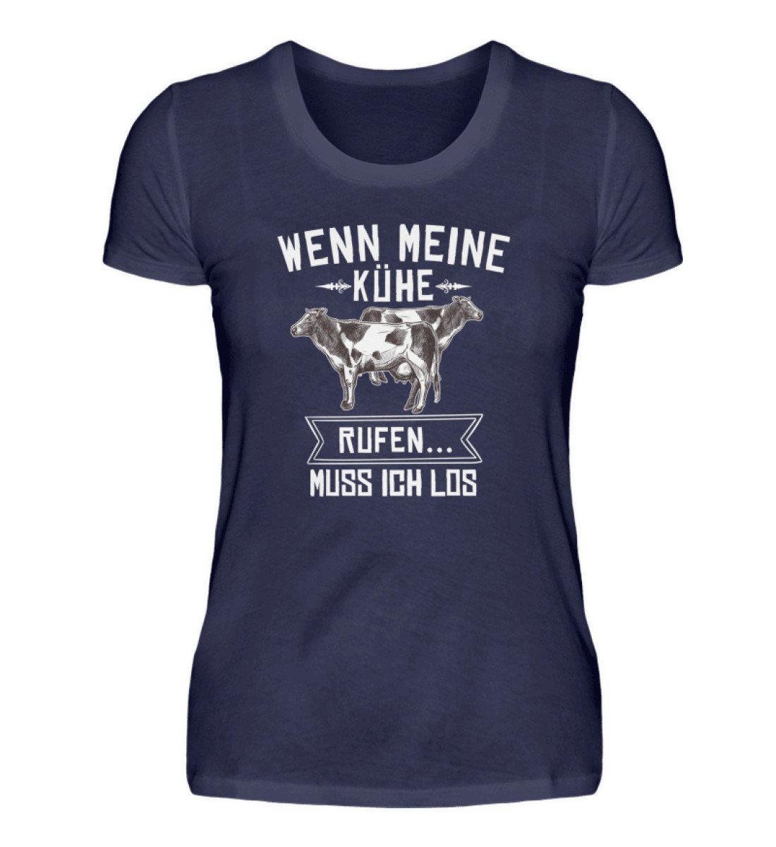 Wenn Kühe rufen · Damen T-Shirt-Damen Basic T-Shirt-Navy-S-Agrarstarz