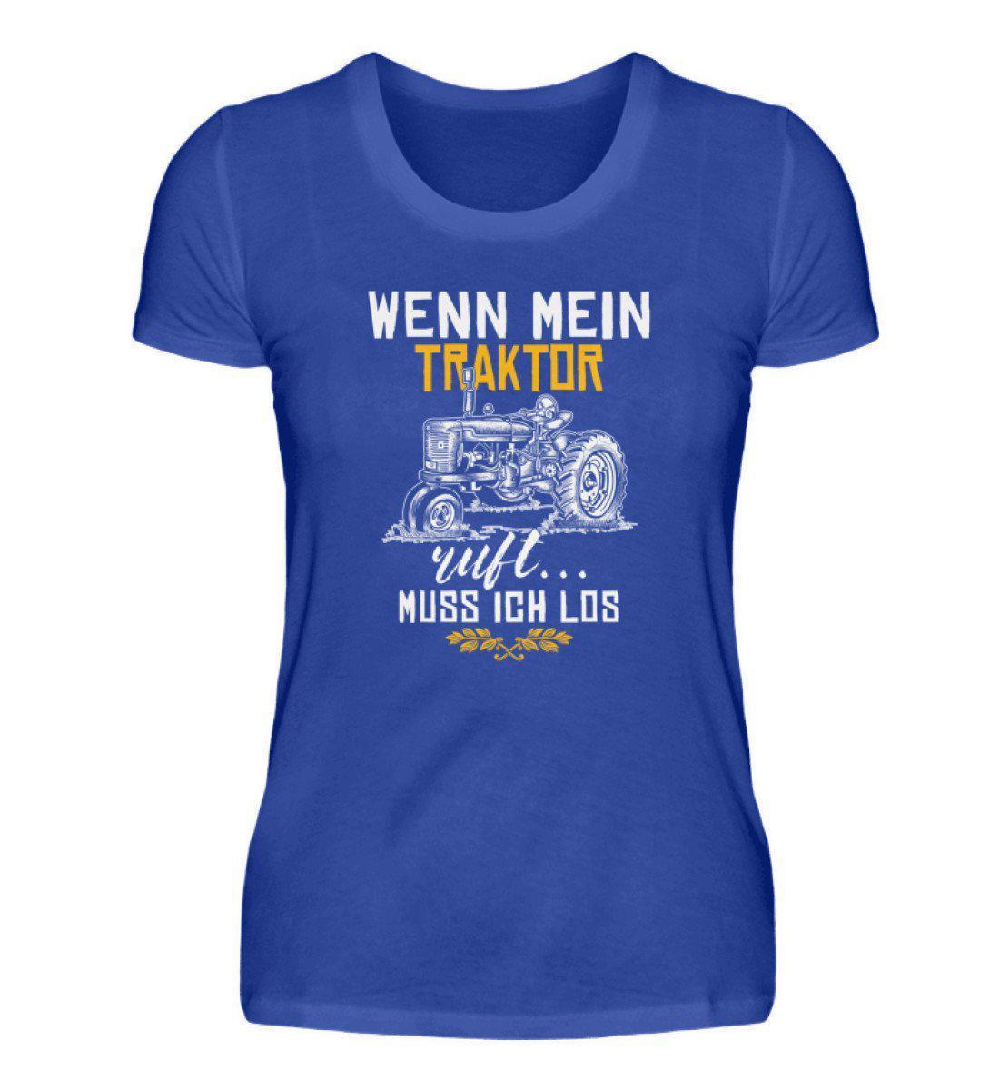 Wenn Traktor ruft · Damen T-Shirt-Damen Basic T-Shirt-Neon Blue-S-Agrarstarz