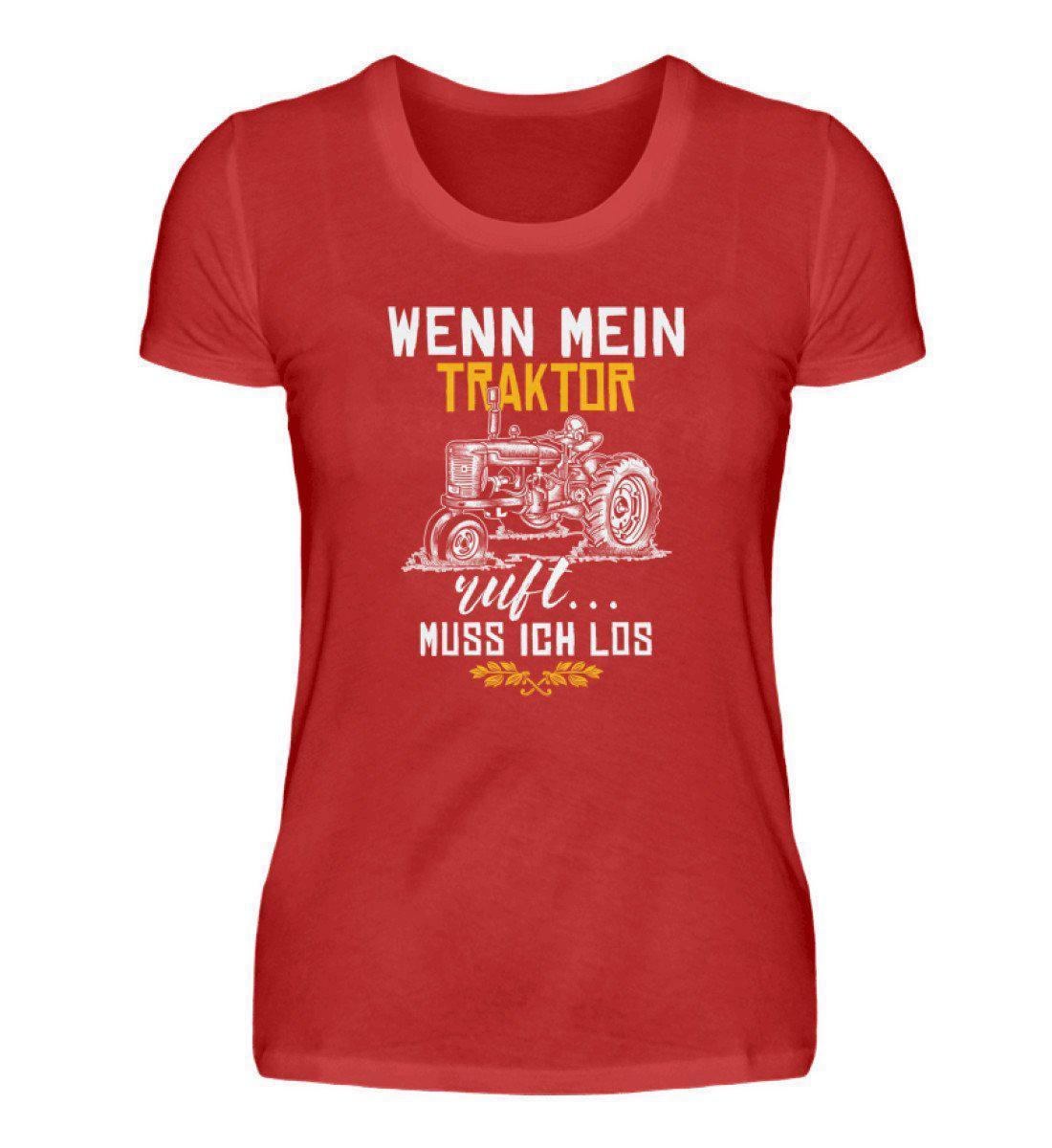 Wenn Traktor ruft · Damen T-Shirt-Damen Basic T-Shirt-Red-S-Agrarstarz