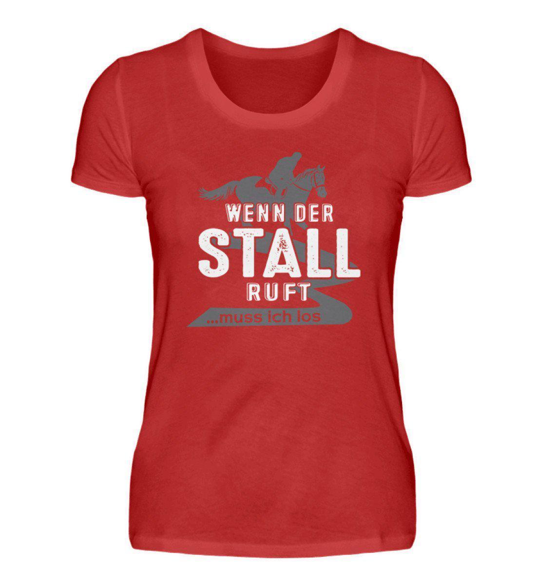 Wenn der Stall ruft · Damen T-Shirt-Damen Basic T-Shirt-Red-S-Agrarstarz